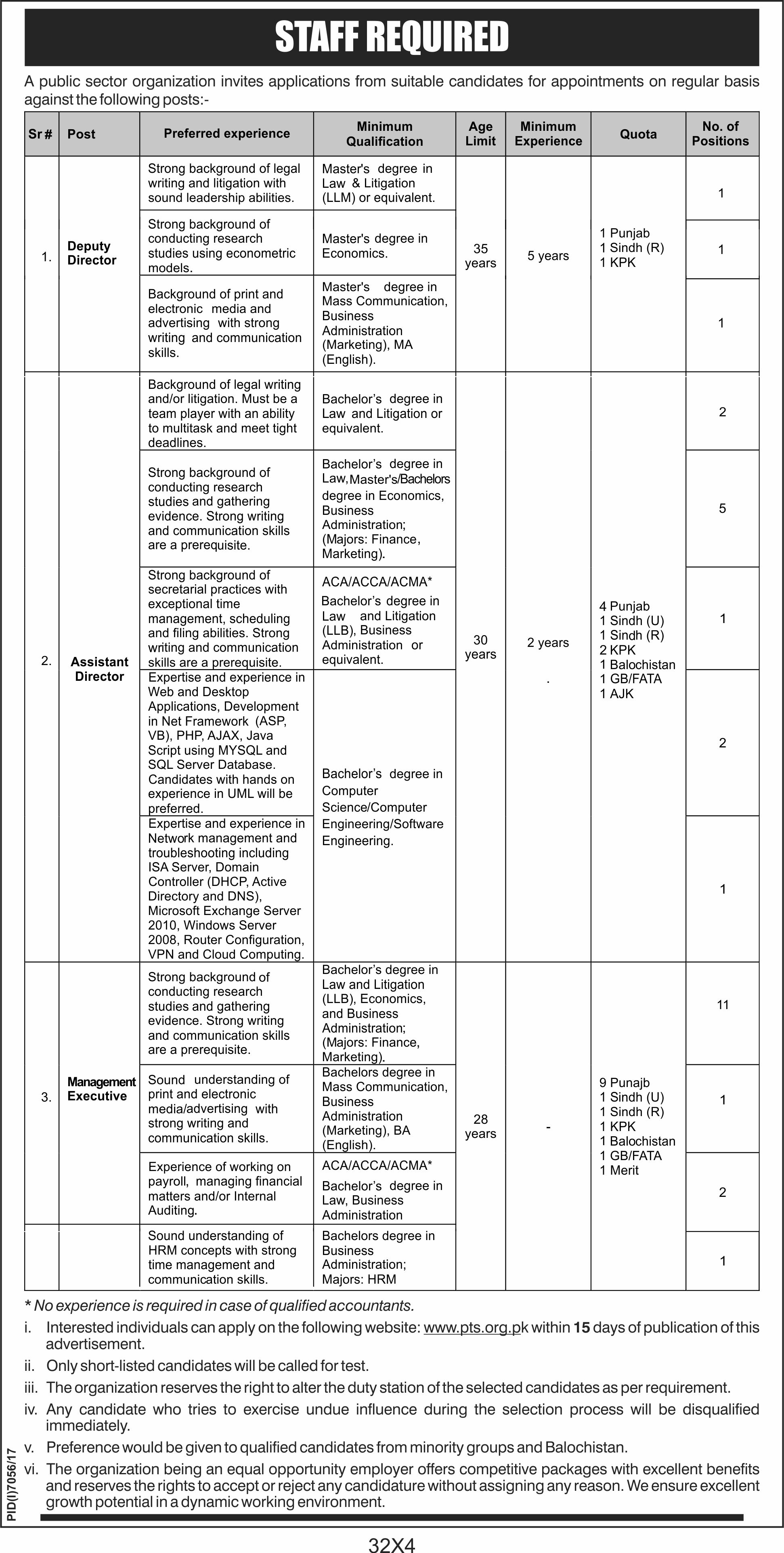 Public sector organization PSO PTS Roll No Slip Download Online