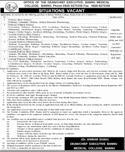 Bannu Medical College BMC Jobs 2022 Application Form Roll No Slip
