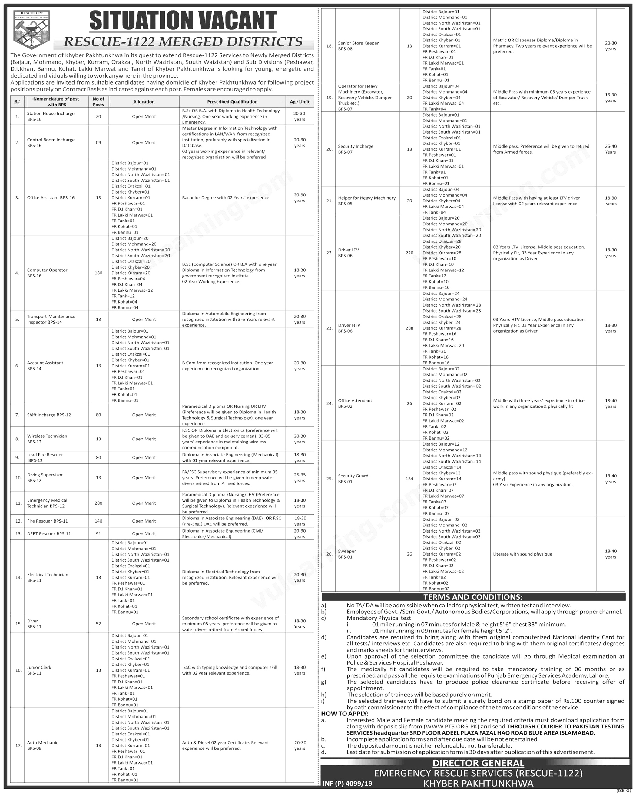 Rescue 1122 KPK Phase III PTS Jobs 2019 Application Form Roll No Slip Download