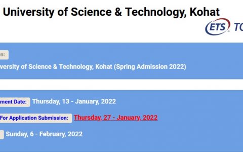 Kohat University of Science and Technology Admission 2022