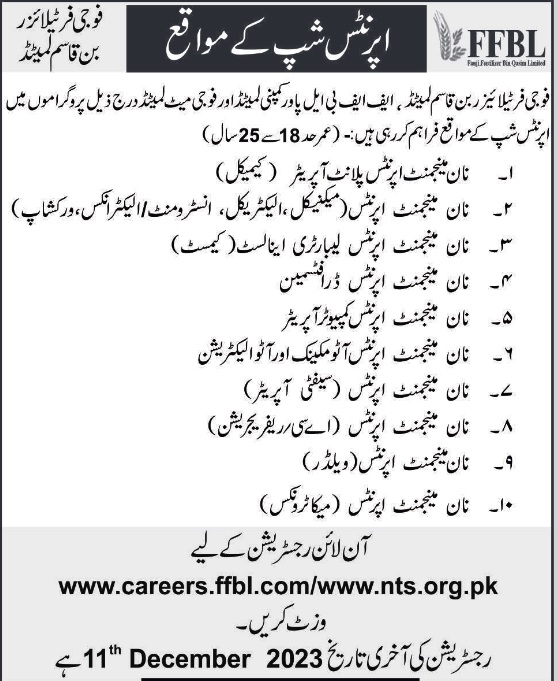 Fauji Fertilizer Bin Qasim Limited, Screening Test (Non-Management Apprentices)