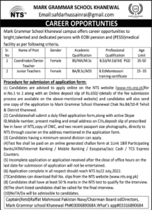 Mark Grammar School Khanewal NTS Jobs