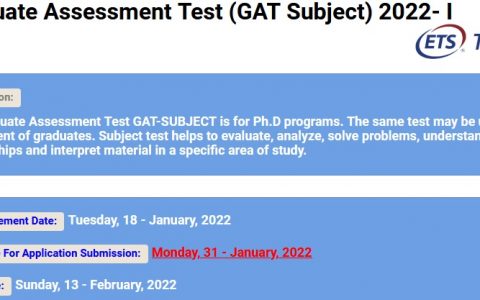 Graduate Assessment Test GAT Subject 2022-I