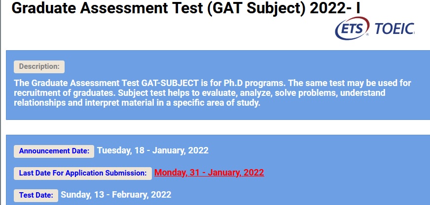 Graduate Assessment Test GAT Subject 2024-I