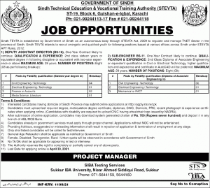 Sindh Technical Education & Vocational Training Authority STEVTA Jobs 2022