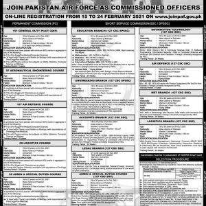 Join PAF As Commissioned Officers Apply Online Test Schedule Download Online