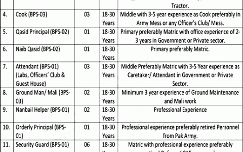 Cadet College Killa Saifullah Jobs 2021 Application Form Interview Date Check Online