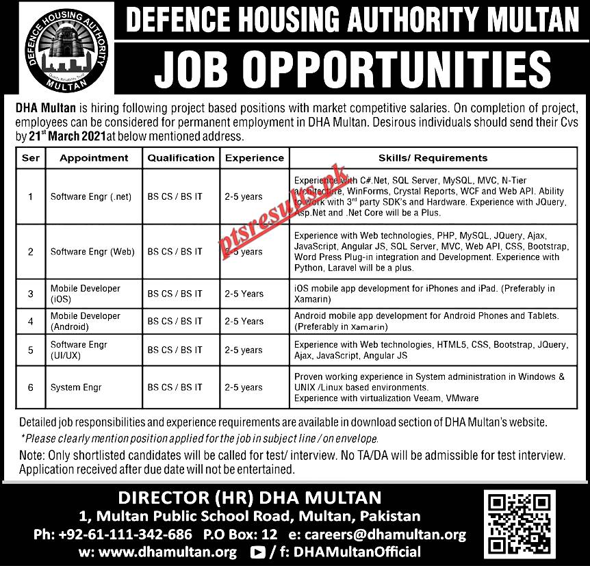 DHA Defence Housing Authority Multan Jobs 2021 Application Form