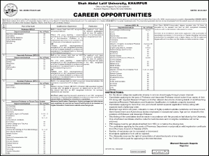 Shah Abdul Latif University Khairpur Jobs 2022 Application Form