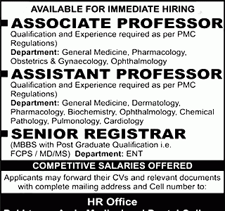 Bakhtawar Amin Medical & Dental College Multan Jobs Application Form
