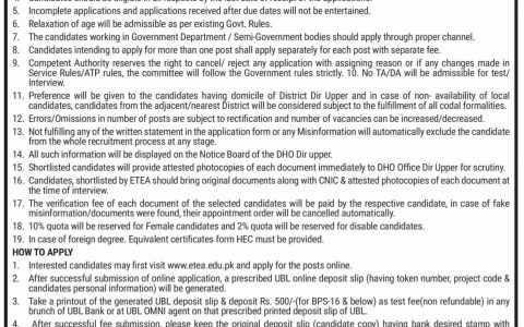 District Health Office Dir Upper Jobs ETEA Apply Online