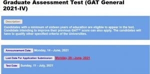 Graduate Assessment Test GAT General IV 2025 Apply Online Roll No Slip Graduate Assessment Test GAT General IV