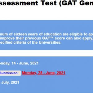Graduate Assessment Test GAT General IV 2022 Apply Online Roll No Slip