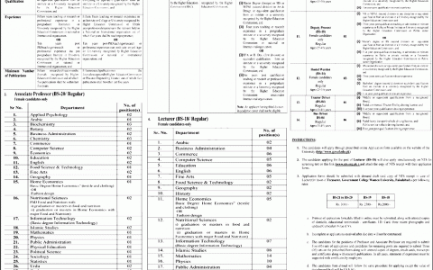 NTS Government College Women University Faisalabad Jobs