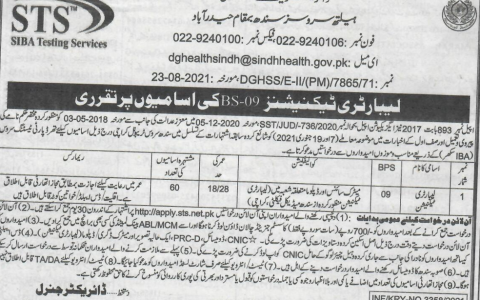 Directorate General Health Services Sindh STS Jobs