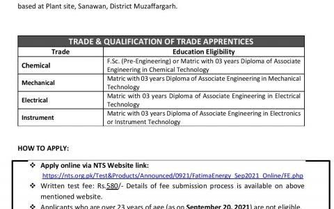 Fatima Energy Ltd Trade Apprenticeship