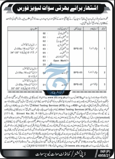 KPK Levies Force ATS Jobs 2024 Application Form Roll No Slip