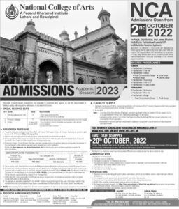 National College of Arts NTS Admission