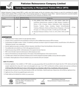 Pakistan Reinsurance Company CTSP Jobs 2022 Application Form Roll No Slip