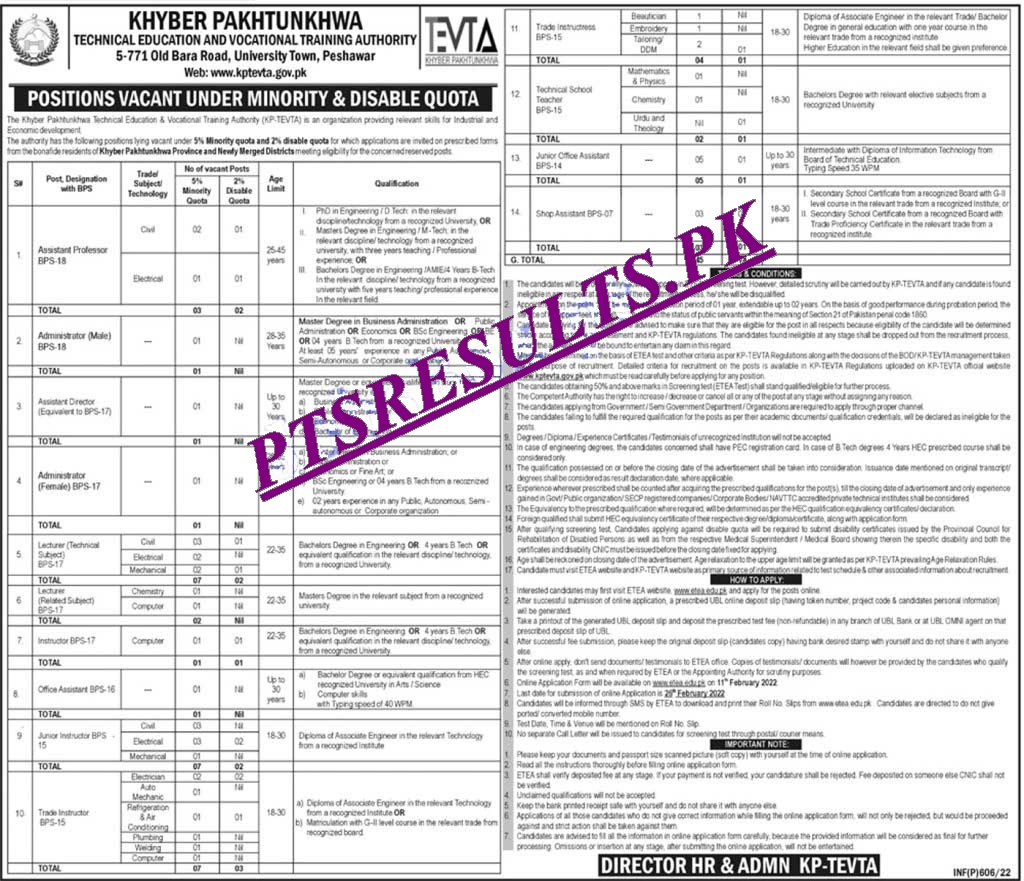 KPK TEVTA Jobs 2024