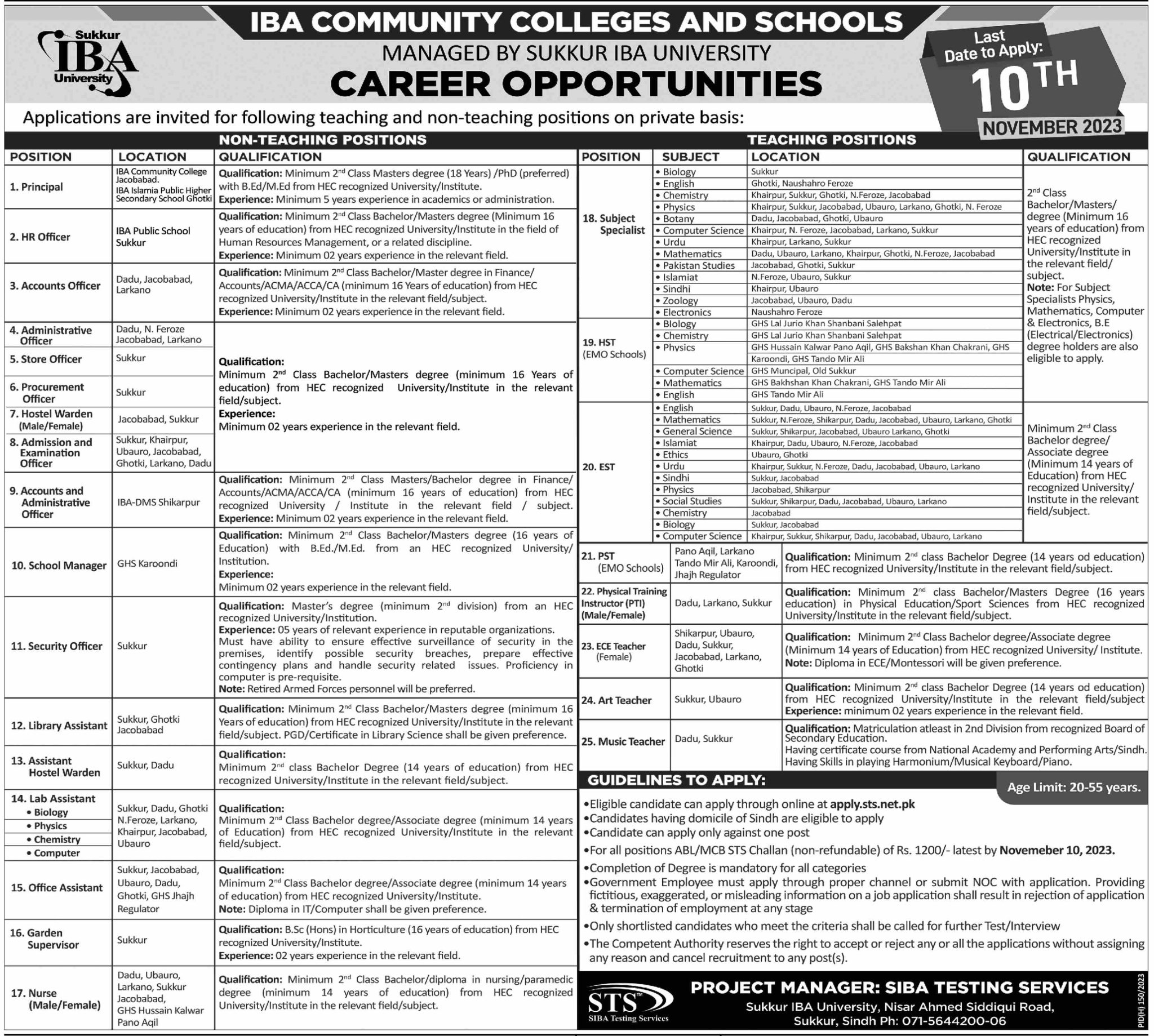 IBA Community College & School Jobs