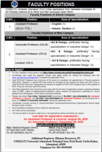 COMSATS University Islamabad NTS Jobs