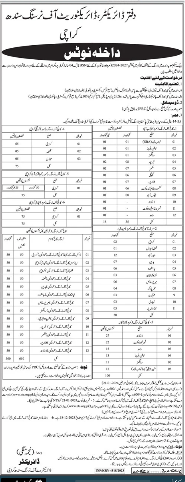 Directorate of Nursing Sindh Karachi