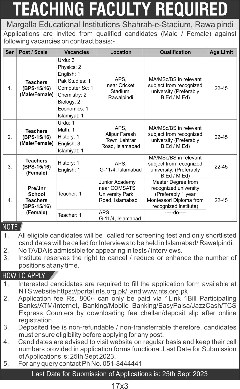 Margala Educational Institute Jobs 2024